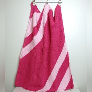 Vintage Granny Pink Baby Knitted Throw Blanket 34"×34"